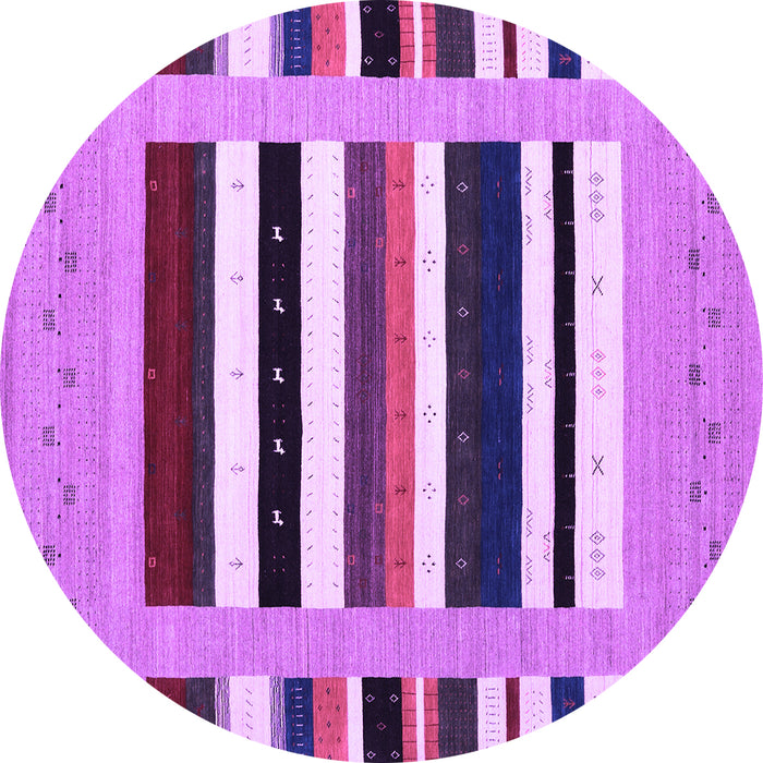 Round Machine Washable Abstract Purple Contemporary Area Rugs, wshcon1918pur