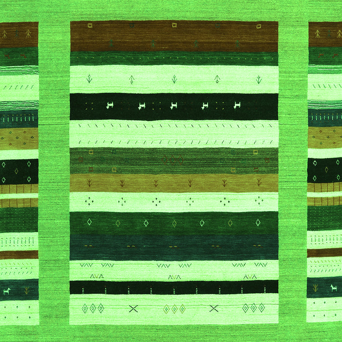 Serging Thickness of Machine Washable Abstract Green Contemporary Area Rugs, wshcon1918grn