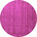 Round Machine Washable Abstract Purple Contemporary Area Rugs, wshcon1919pur