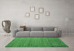 Machine Washable Abstract Emerald Green Contemporary Area Rugs in a Living Room,, wshcon1919emgrn