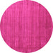 Round Abstract Pink Contemporary Rug, con1919pnk