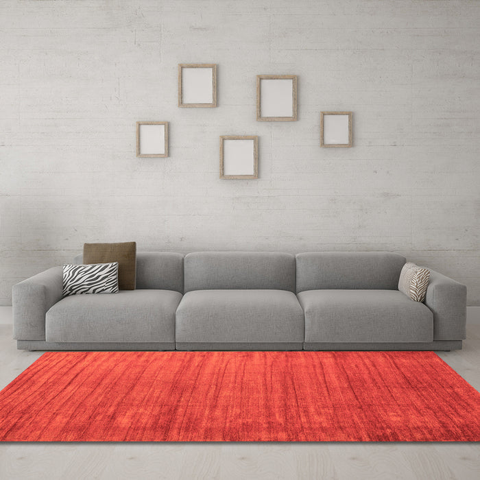 Machine Washable Abstract Orange Contemporary Area Rugs in a Living Room, wshcon1919org