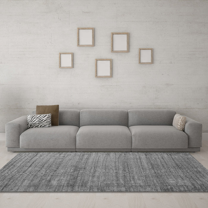 Machine Washable Abstract Gray Contemporary Rug in a Living Room,, wshcon1919gry