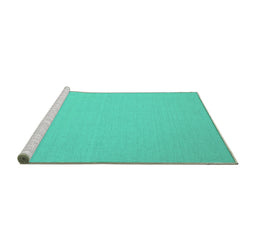 Sideview of Machine Washable Solid Turquoise Modern Area Rugs, wshcon191turq