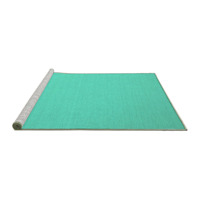 Sideview of Machine Washable Solid Turquoise Modern Area Rugs, wshcon191turq