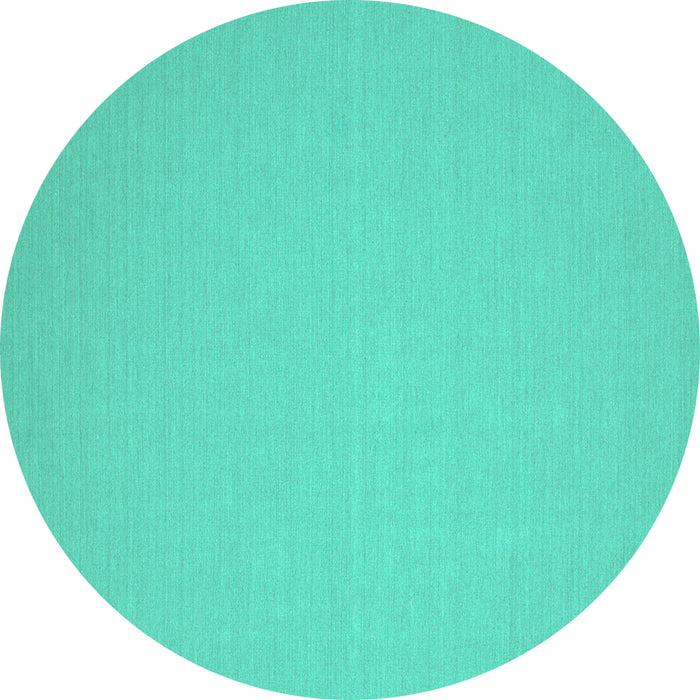 Round Machine Washable Solid Turquoise Modern Area Rugs, wshcon191turq