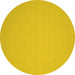 Round Machine Washable Solid Yellow Modern Rug, wshcon191yw