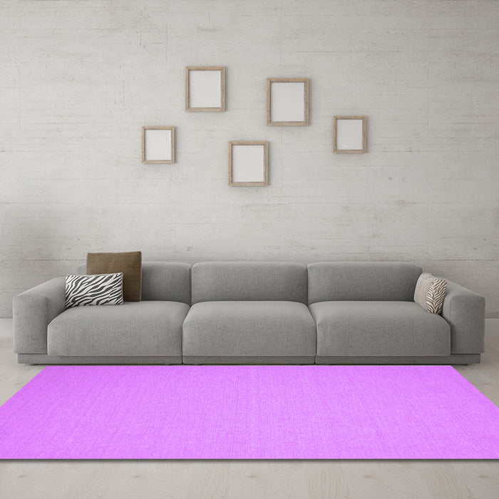 Machine Washable Solid Purple Modern Area Rugs in a Living Room, wshcon191pur