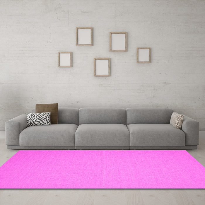 Machine Washable Solid Pink Modern Rug in a Living Room, wshcon191pnk