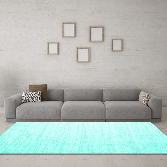 Machine Washable Solid Turquoise Modern Area Rugs in a Living Room,, wshcon1920turq