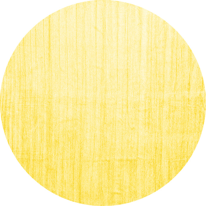 Round Machine Washable Solid Yellow Modern Rug, wshcon1920yw