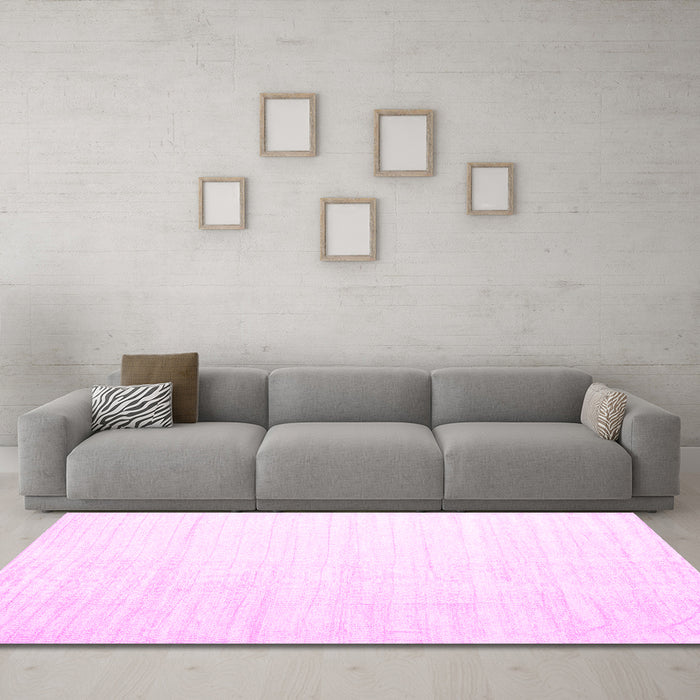 Machine Washable Solid Pink Modern Rug in a Living Room, wshcon1920pnk