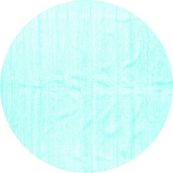 Round Machine Washable Solid Turquoise Modern Area Rugs, wshcon1922turq