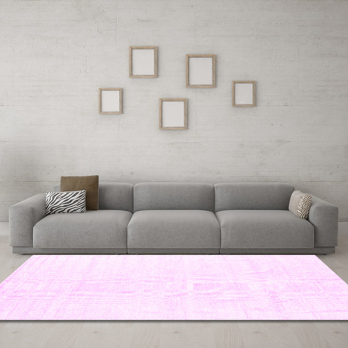 Machine Washable Solid Pink Modern Rug in a Living Room, wshcon1922pnk