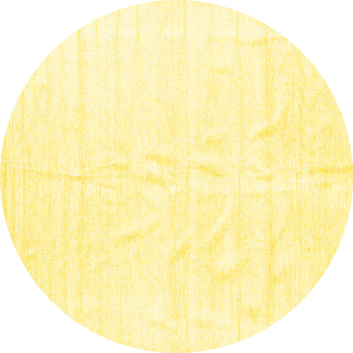 Round Machine Washable Solid Yellow Modern Rug, wshcon1922yw