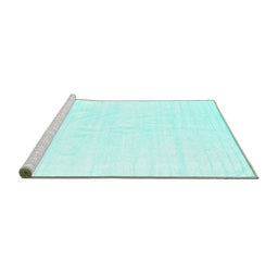 Sideview of Machine Washable Solid Turquoise Modern Area Rugs, wshcon1922turq