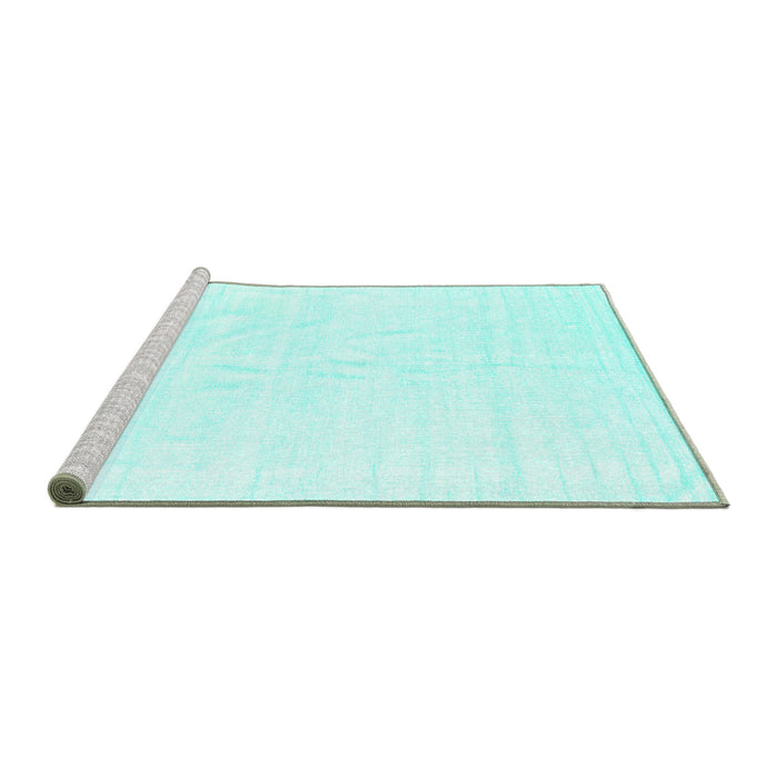 Sideview of Machine Washable Solid Turquoise Modern Area Rugs, wshcon1922turq