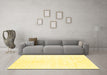 Machine Washable Solid Yellow Modern Rug in a Living Room, wshcon1922yw