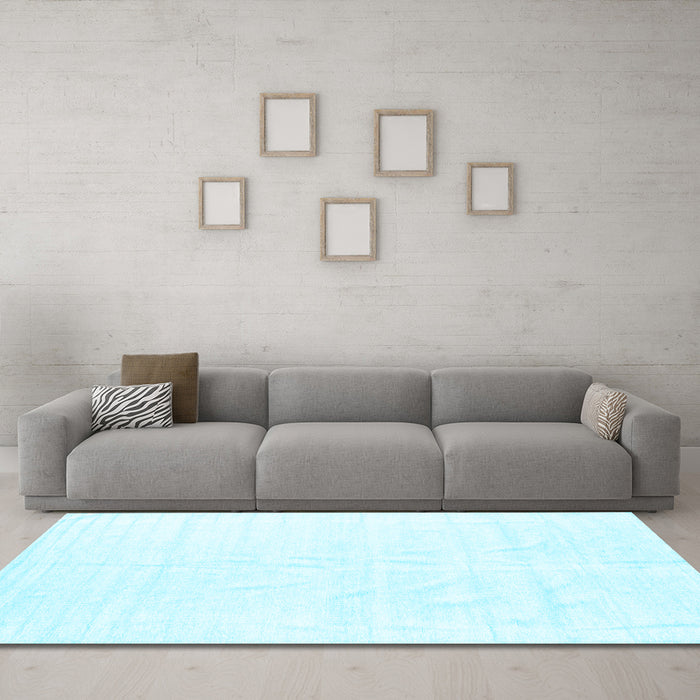 Machine Washable Solid Light Blue Modern Rug in a Living Room, wshcon1922lblu