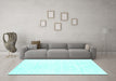 Machine Washable Solid Turquoise Modern Area Rugs in a Living Room,, wshcon1922turq