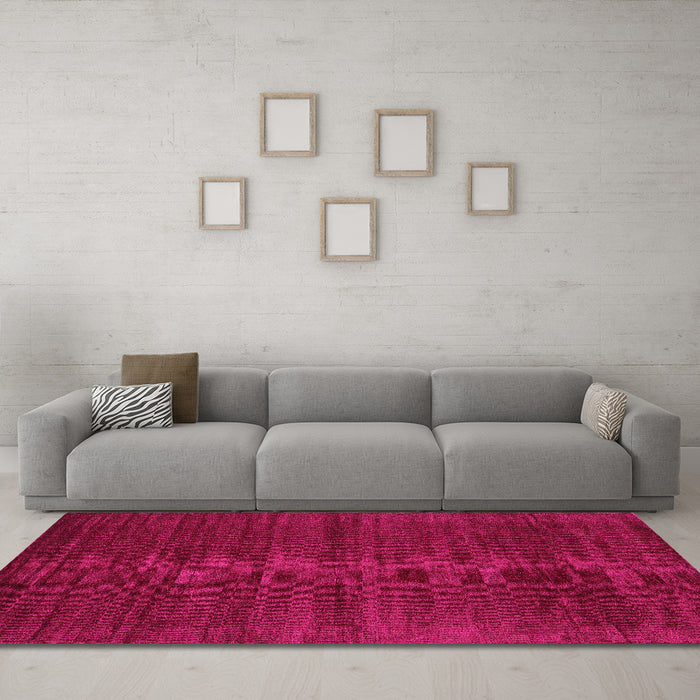 Machine Washable Abstract Pink Contemporary Rug in a Living Room, wshcon1923pnk