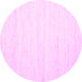 Round Machine Washable Solid Pink Modern Rug, wshcon1924pnk
