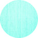 Round Machine Washable Solid Turquoise Modern Area Rugs, wshcon1924turq