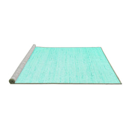 Sideview of Machine Washable Solid Turquoise Modern Area Rugs, wshcon1924turq