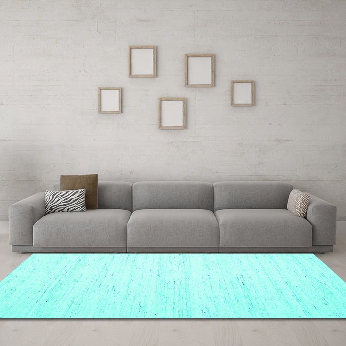Machine Washable Solid Turquoise Modern Area Rugs in a Living Room,, wshcon1924turq