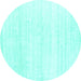 Round Machine Washable Solid Turquoise Modern Area Rugs, wshcon1925turq