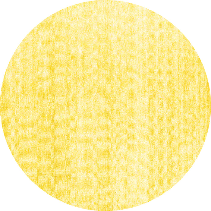 Round Machine Washable Solid Yellow Modern Rug, wshcon1925yw