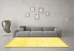 Machine Washable Solid Yellow Modern Rug in a Living Room, wshcon1925yw