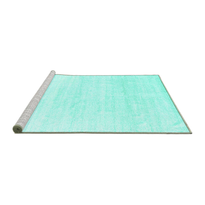 Sideview of Machine Washable Solid Turquoise Modern Area Rugs, wshcon1925turq