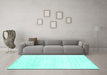 Machine Washable Solid Turquoise Modern Area Rugs in a Living Room,, wshcon1925turq