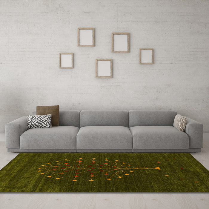 Machine Washable Abstract Yellow Contemporary Rug in a Living Room, wshcon1926yw