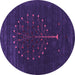 Round Machine Washable Abstract Purple Contemporary Area Rugs, wshcon1926pur