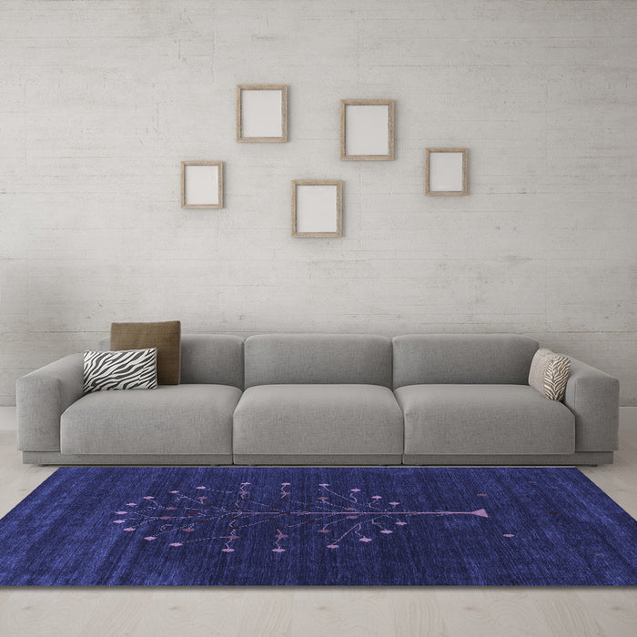 Machine Washable Abstract Blue Contemporary Rug in a Living Room, wshcon1926blu