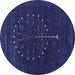 Round Machine Washable Abstract Blue Contemporary Rug, wshcon1926blu