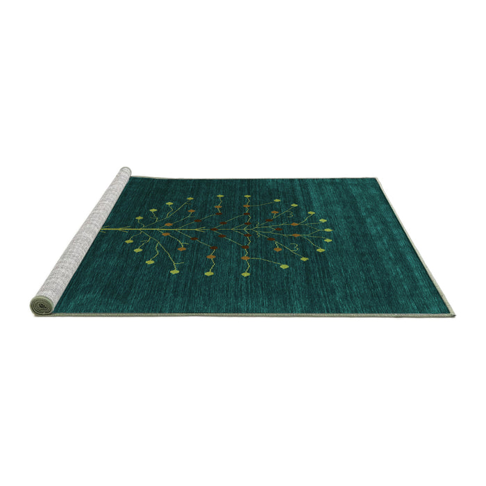 Sideview of Machine Washable Abstract Turquoise Contemporary Area Rugs, wshcon1926turq