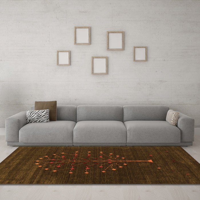 Machine Washable Abstract Orange Contemporary Area Rugs in a Living Room, wshcon1926org
