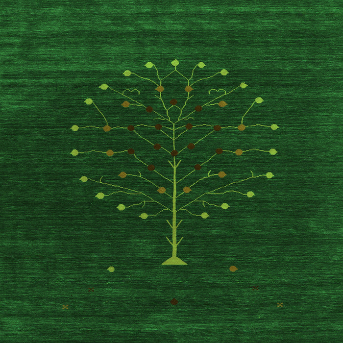 Round Machine Washable Abstract Green Contemporary Area Rugs, wshcon1926grn