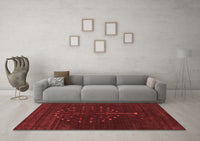 Machine Washable Abstract Red Contemporary Rug, wshcon1926red