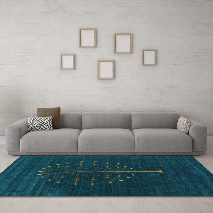 Machine Washable Abstract Light Blue Contemporary Rug in a Living Room, wshcon1926lblu