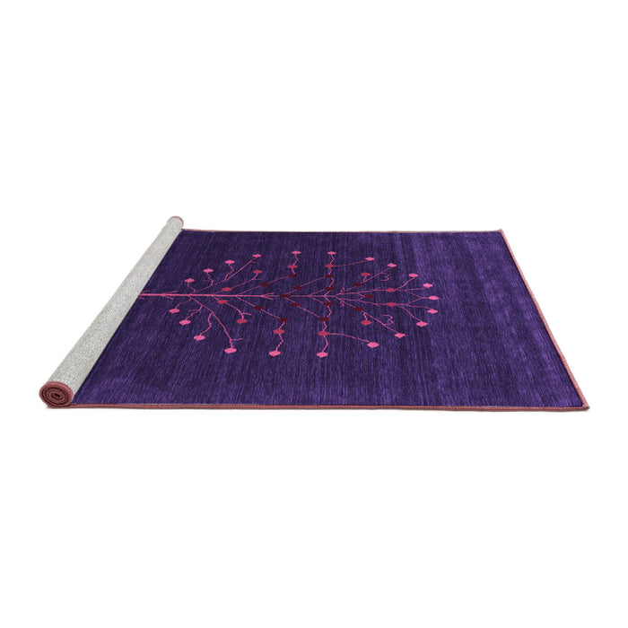 Sideview of Machine Washable Abstract Purple Contemporary Area Rugs, wshcon1926pur
