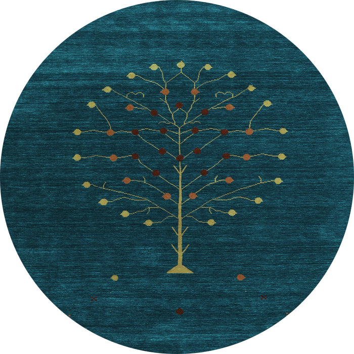 Round Machine Washable Abstract Light Blue Contemporary Rug, wshcon1926lblu