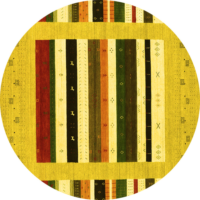 Round Abstract Yellow Contemporary Rug, con1927yw