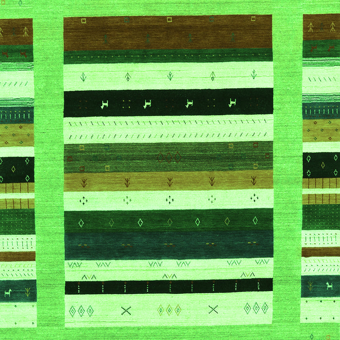 Serging Thickness of Machine Washable Abstract Green Contemporary Area Rugs, wshcon1927grn