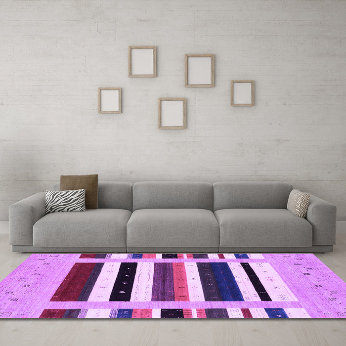 Machine Washable Abstract Purple Contemporary Area Rugs in a Living Room, wshcon1927pur