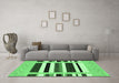 Machine Washable Abstract Emerald Green Contemporary Area Rugs in a Living Room,, wshcon1927emgrn