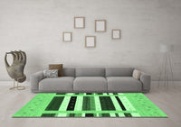 Machine Washable Abstract Emerald Green Contemporary Rug, wshcon1927emgrn